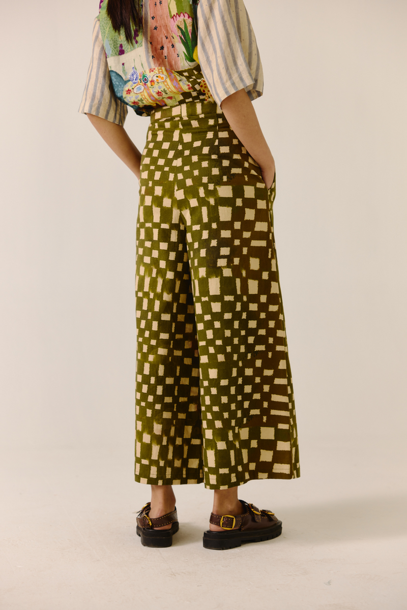 Wide Leg Pant - Alice Olive Checks twill by CORD for women in Singapore