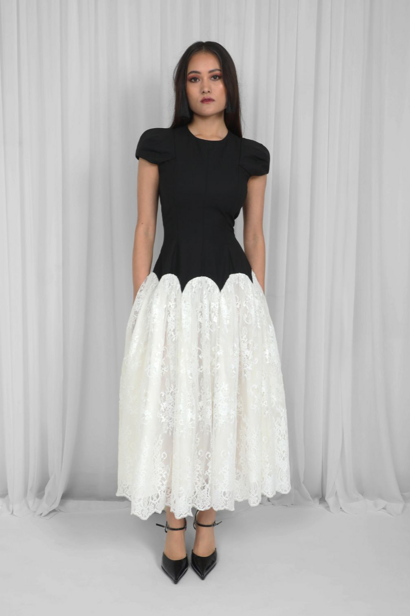 Jolene Dress-Black & White Buy Jolene Dress-Black & White from C&W | Dresses for Women by Leh Studios in black color for women in Singapore