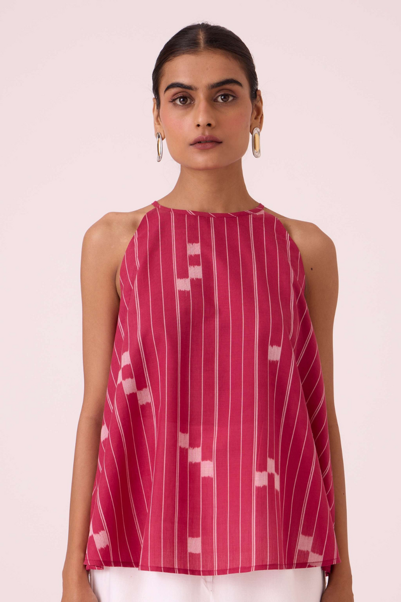 Maarah Rhubarb Ikat Top cotton by The Summer House for women in Singapore