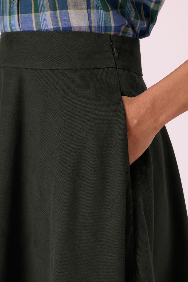 Boga Green Corduroy Skirt corduroy by The Summer House in olive color for women in Singapore