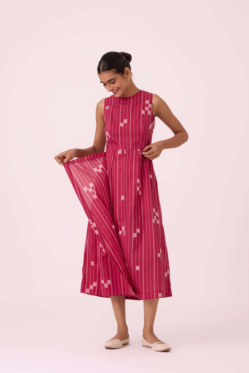 Katerina Rhubarb Ikat Dress cotton by The Summer House for women in Singapore