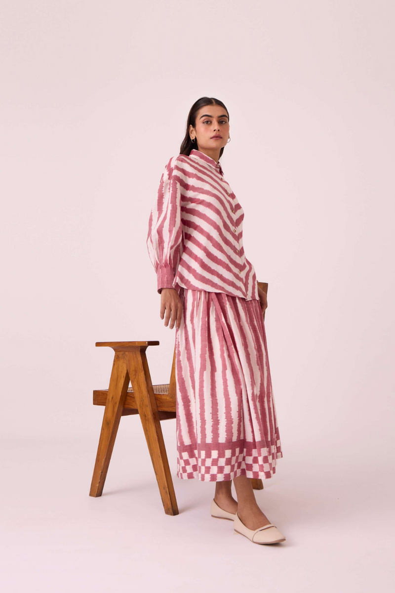 Levin Rhubarb Striped Ikat Skirt cotton by The Summer House for women in Singapore