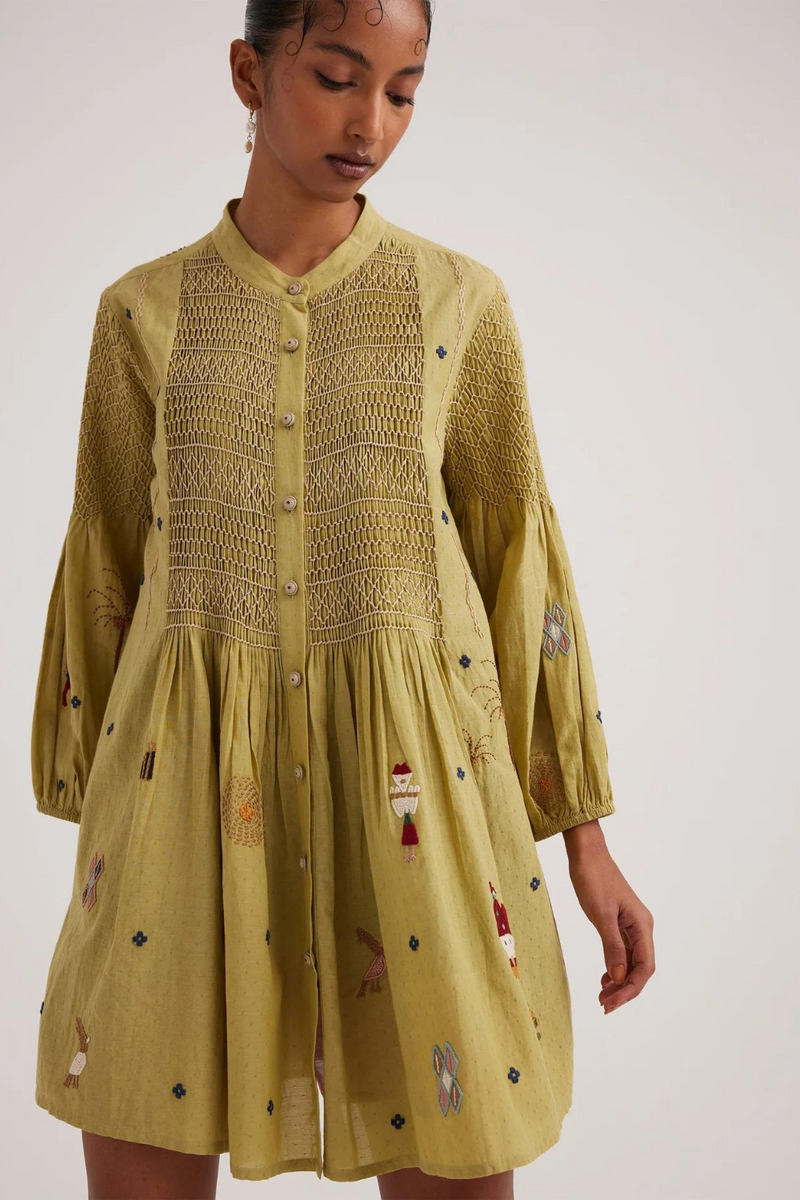 Porto Top-Folk Green cotton by CORD for women in Singapore