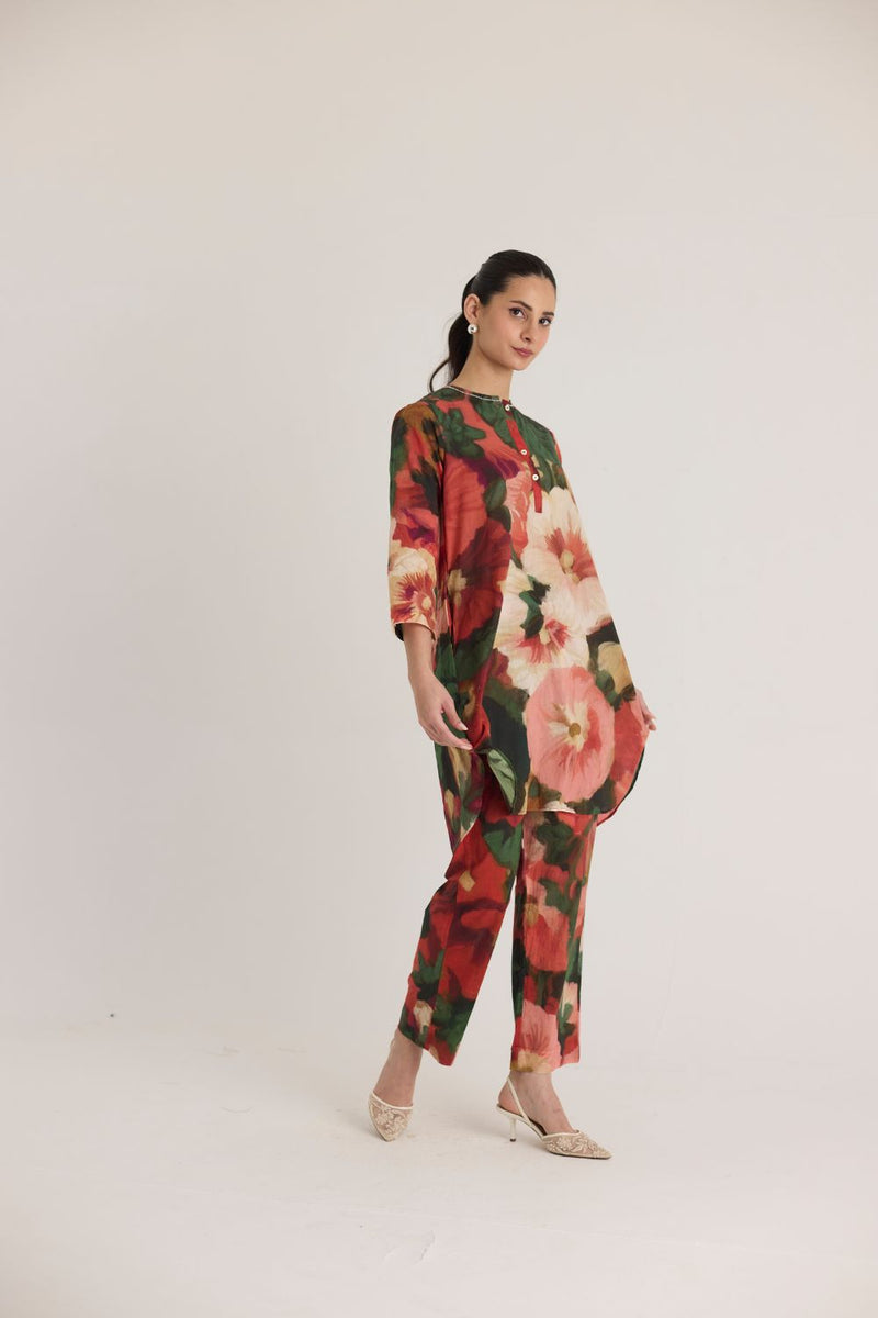 SCARLETT SHORT KURTA SET cotton by Yam in multi color for women in Singapore