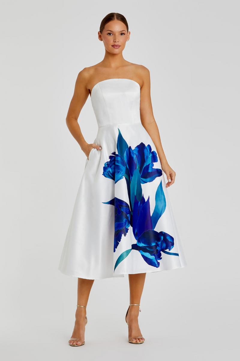21075-Flower Print-Cream Multi mul by Mac Duggal in multi color for women in Singapore