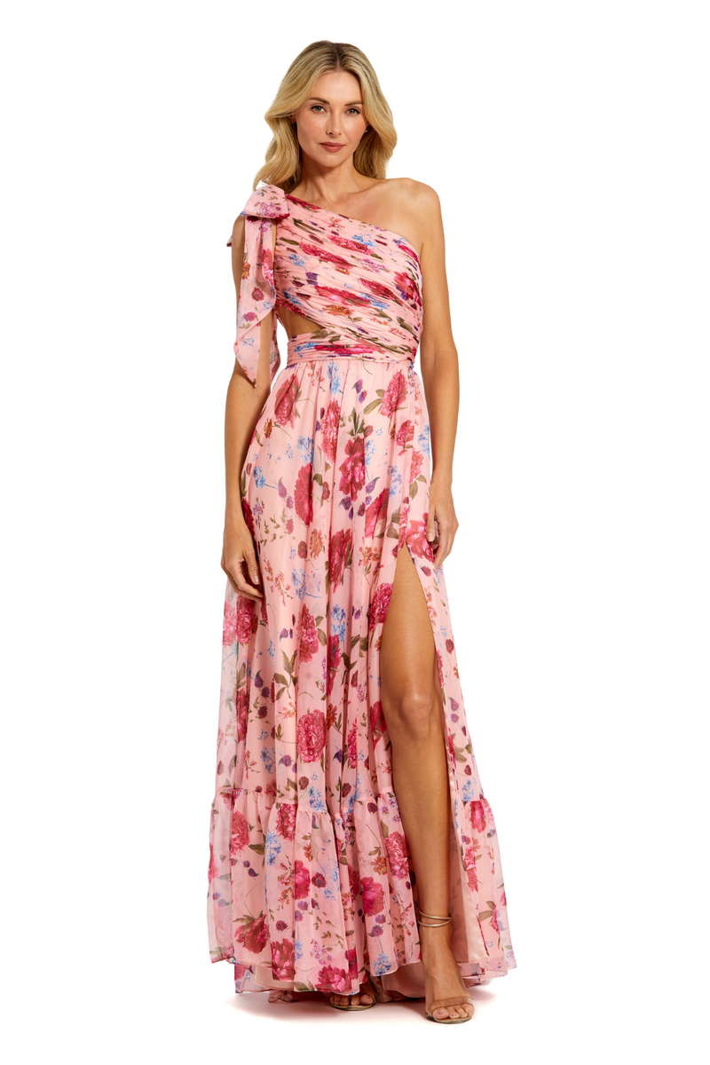 68553-One Shoulder Gown-Blush Multi mul by Mac Duggal in blush color for women in Singapore