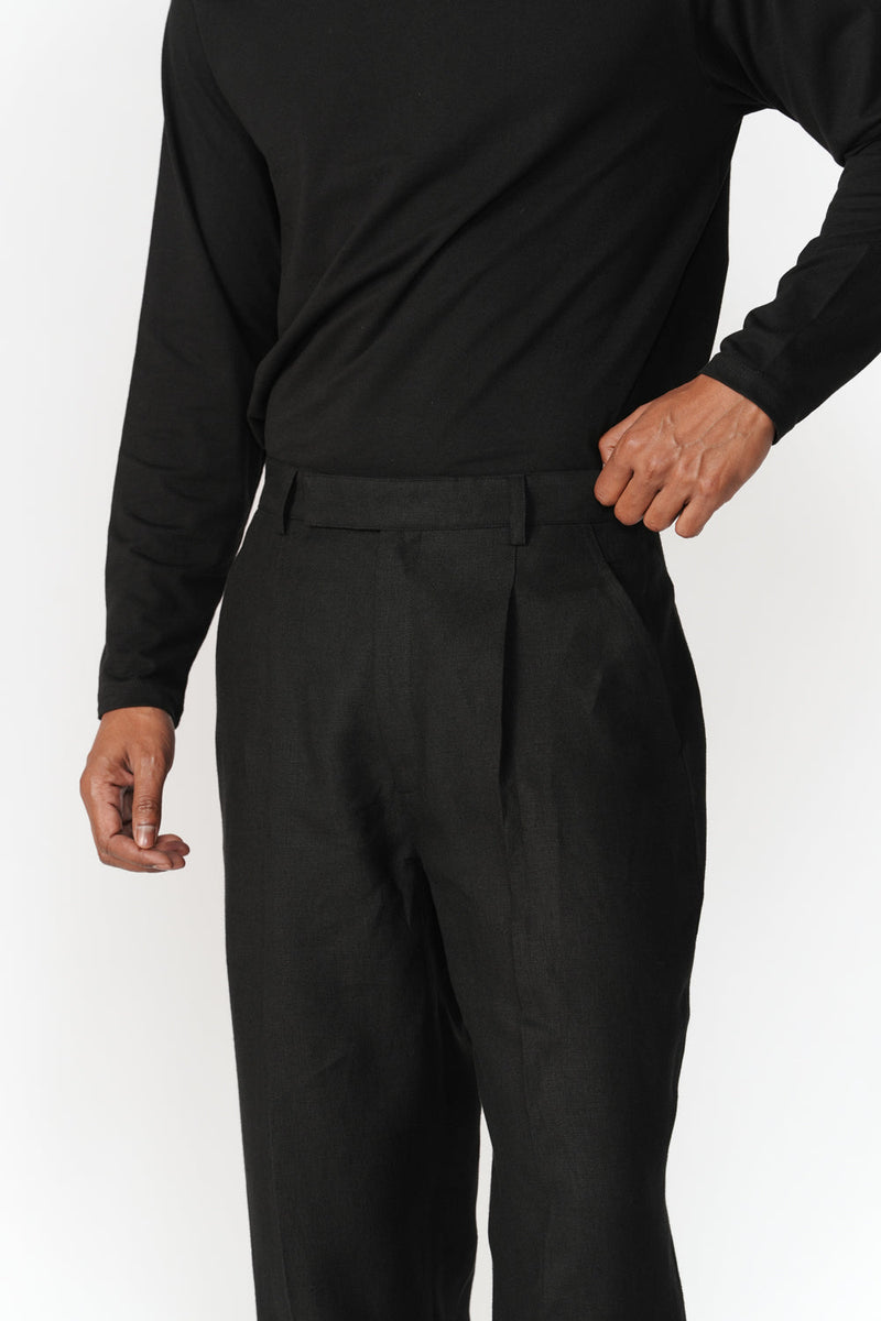 Mid Waist Tapered Pants pant/trouser by Turn Black in black for men in Singapore