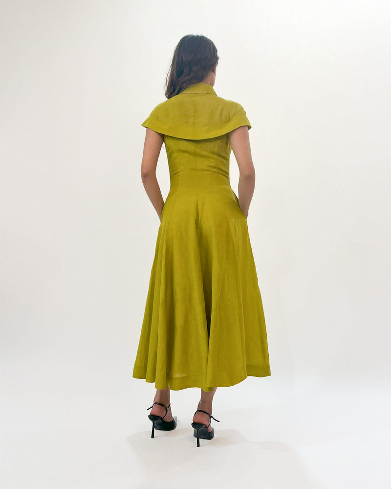 Sophie Cape dress linen Buy Sophie Cape dress from C&W | Dresses for Women by Leh Studios in green color for women in Singapore