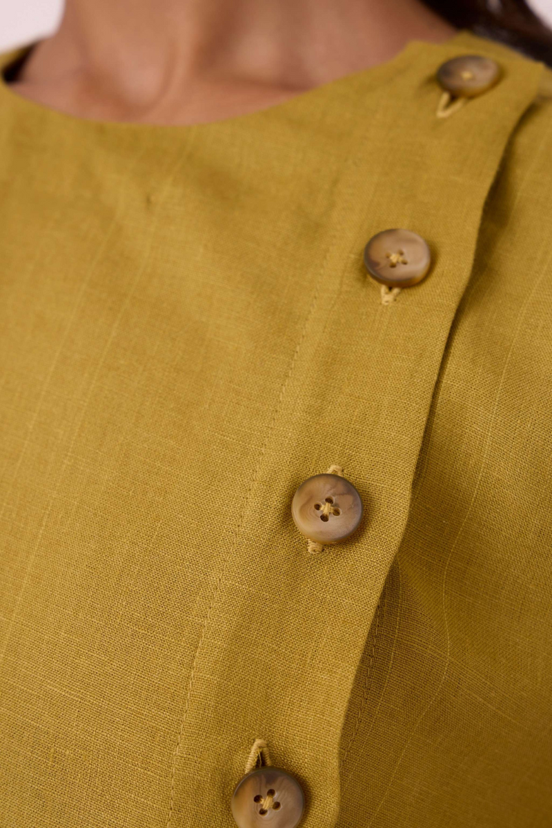 Liza Olive Linen Dress linen by The Summer House in mauve color for women in Singapore