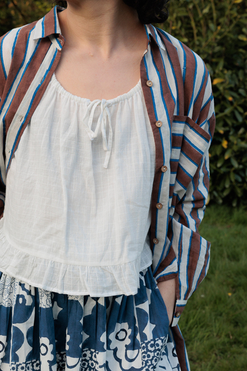 Alice Top-White cotton muslin top/shirt by World of Crow in white for women in Singapore