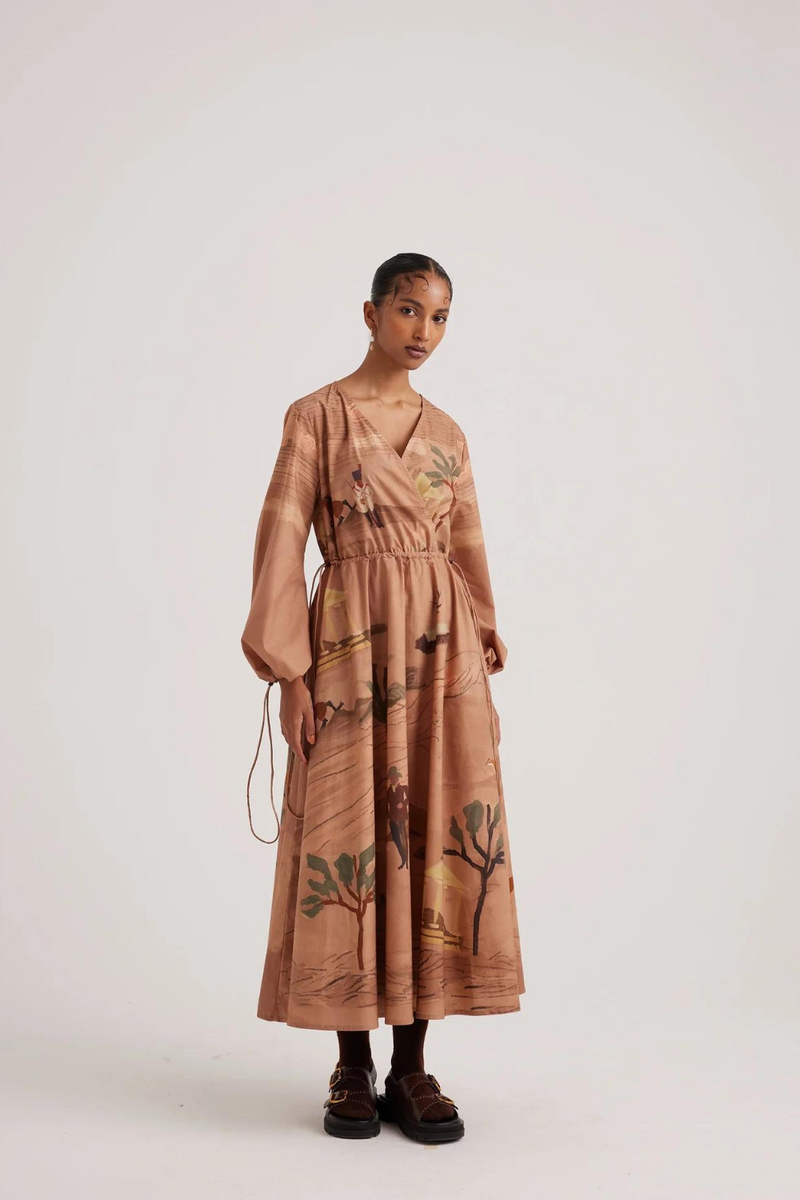 Drawstring Dress-Derby satin by CORD for women in Singapore