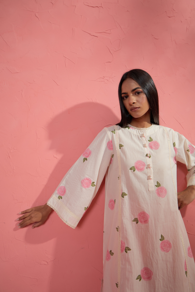 Gul Rose Set 1 cotton cambric light kurta set by AAVIDI in multicolor for women in Singapore