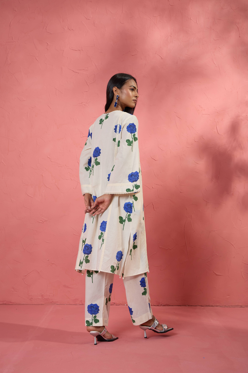 Fi Rose Set 1 cotton cambric light kurta set by AAVIDI in multicolor for women in Singapore