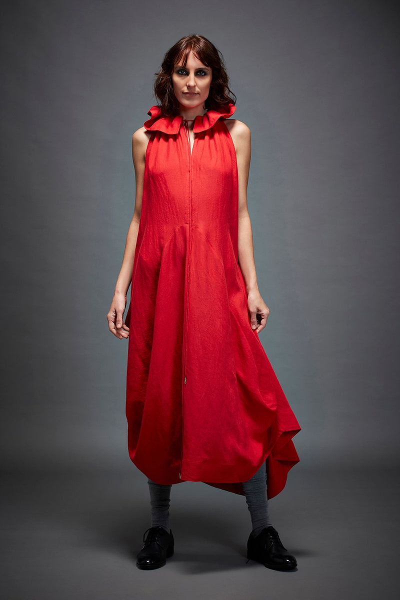 SIRENA DRESS linen by Chola in red color for women in Singapore