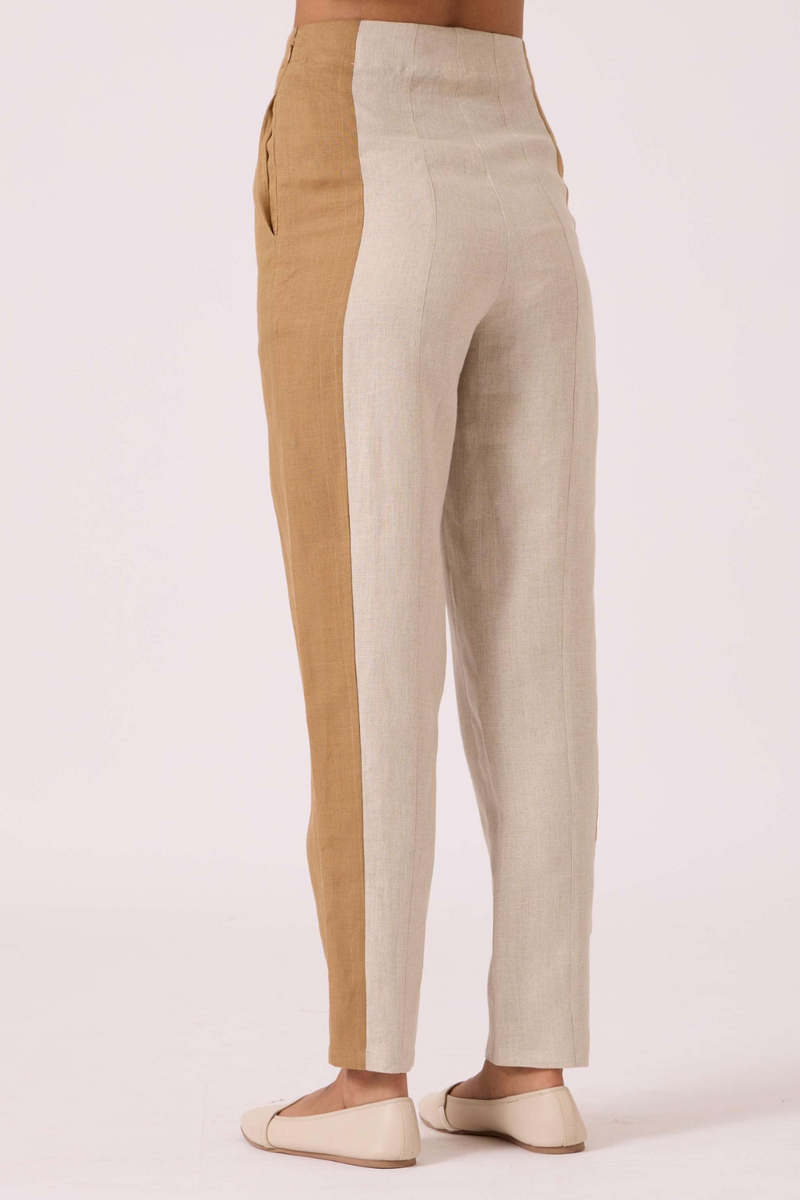 Tamara Linen Panelled Pants linen by The Summer House in blue color for women in Singapore