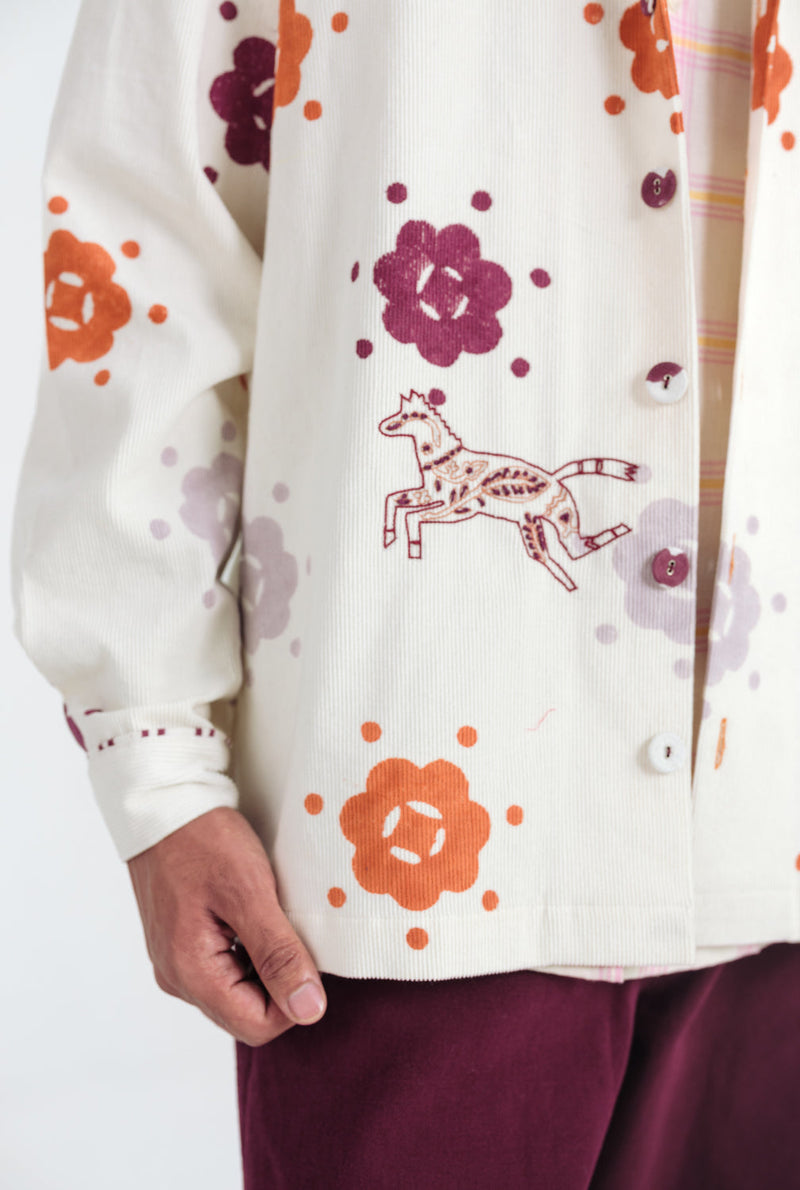 Thandai Cordoury Shacket corduroy jacket by Jodi Men in white for men in Singapore