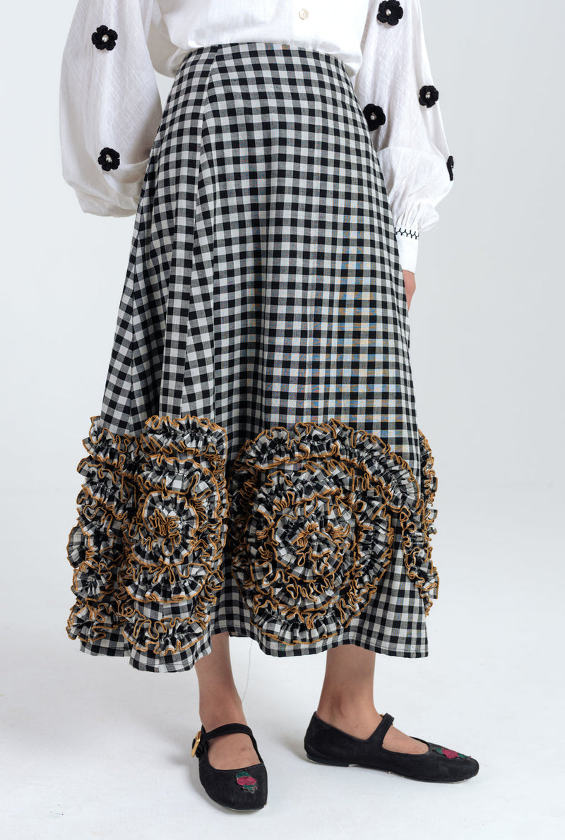 Groove Handloom Skirt handwoven cotton skirt by JodiLife in black, white for women in Singapore