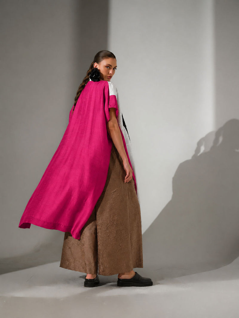 Anchor Kaftaan-Natural + Black + Pink crushed silk tunics and kaftans by Stoique in natural, black, pink for women in Singapore