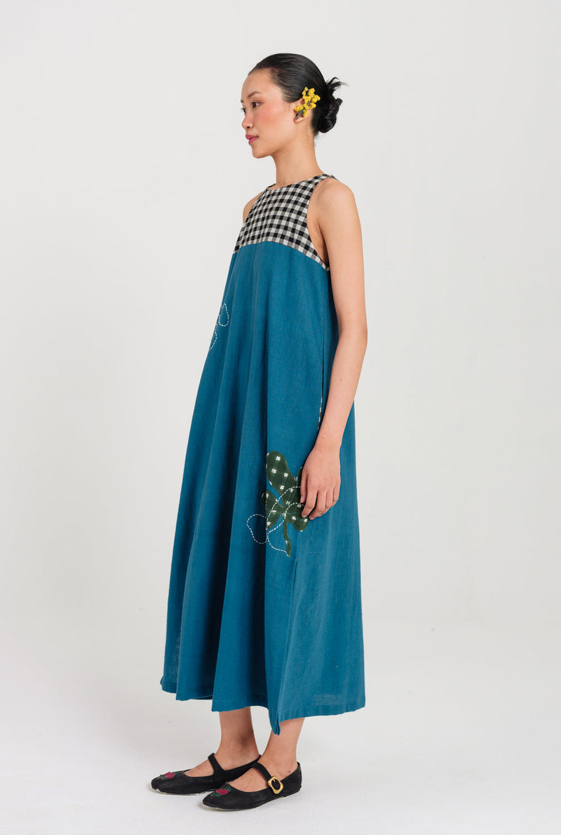 Ether Handloom Dress kala cotton dress by JodiLife in blue for women in Singapore