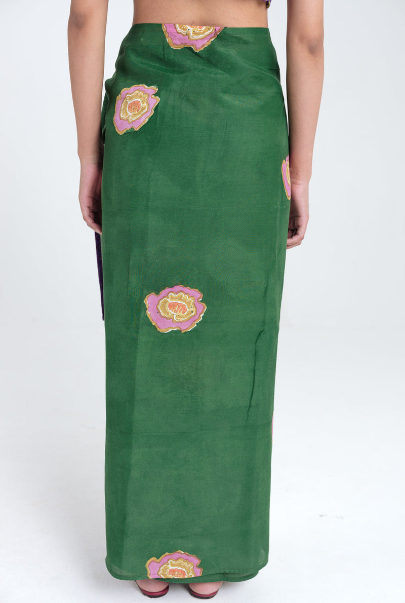 Flow Wrap Skirt muslin silk skirt by JodiLife in green for women in Singapore
