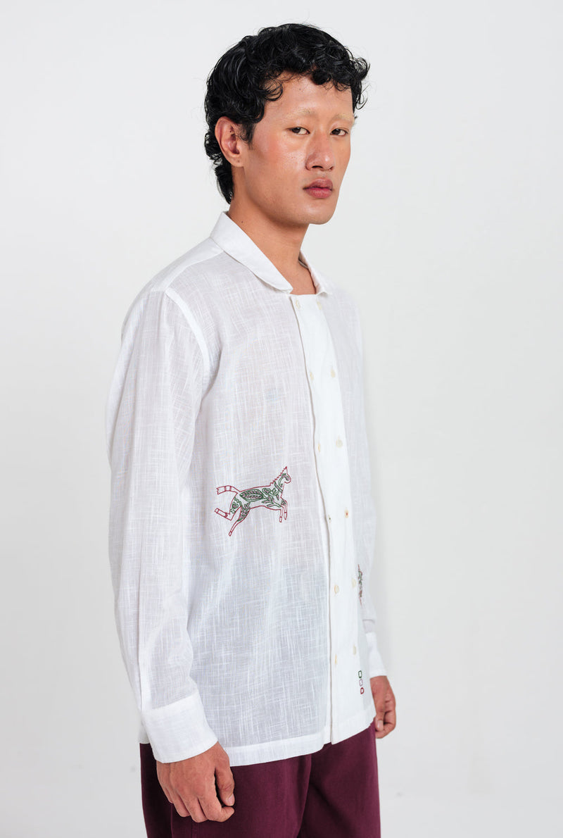 Moon Dance Shirt cotton shirt by Jodi Men in white for men in Singapore