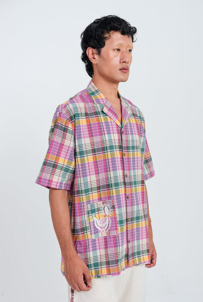 Sherbet Shirt cotton shirt by Jodi Men in pink, green, multi-colour for men in Singapore