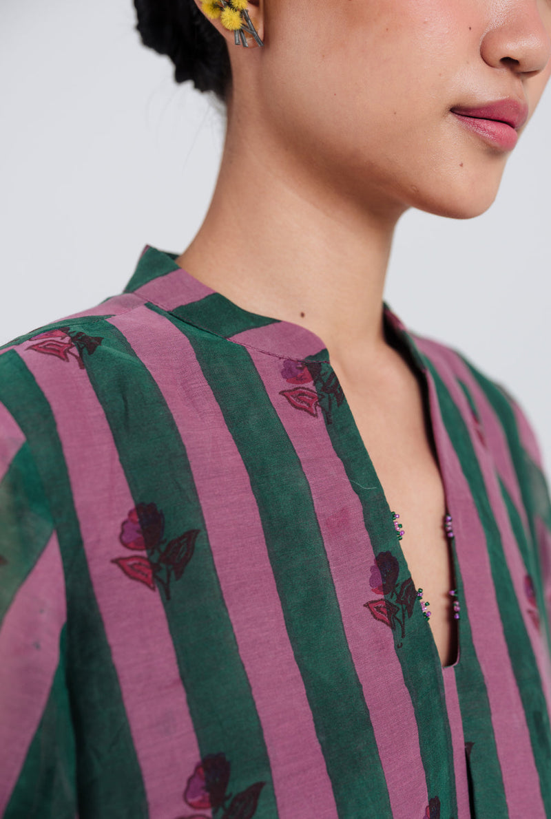 Twirl Shift Dress mul chanderi dress by JodiLife in pink, green for women in Singapore