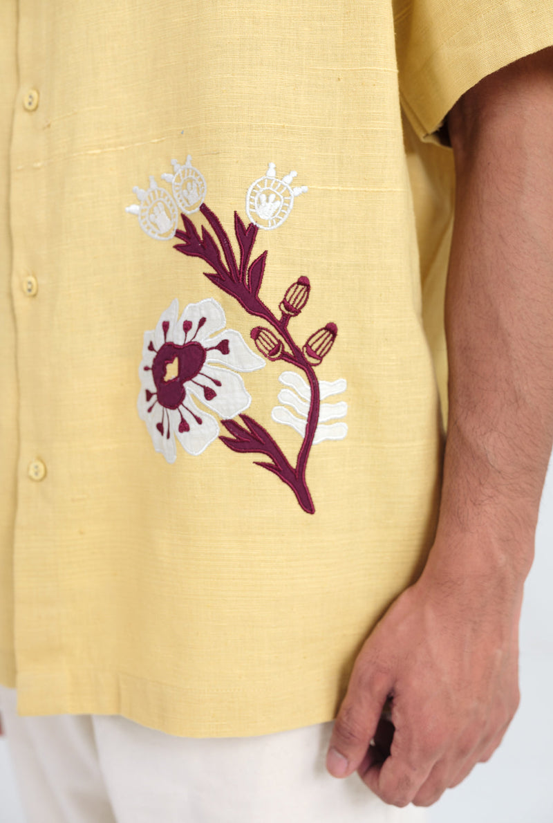 Aamras Shirt kala cotton shirt by Jodi Men in yellow for men in Singapore