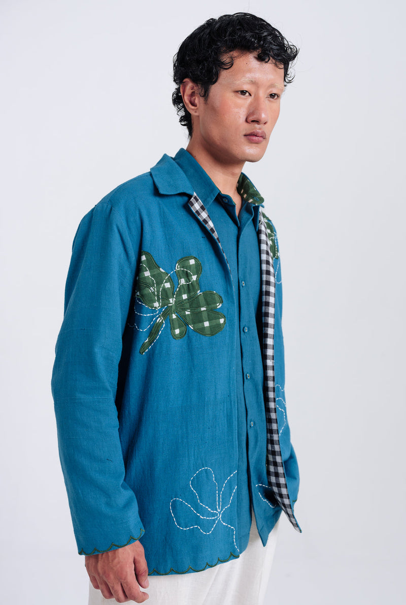 Ether Handloom Men Jacket kala cotton jacket by Jodi Men in blue for men in Singapore