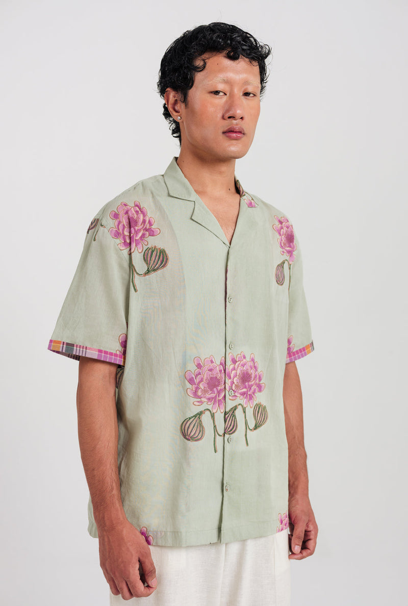 Gulkand Shirt cotton shirt by Jodi Men in green, pink for men in Singapore