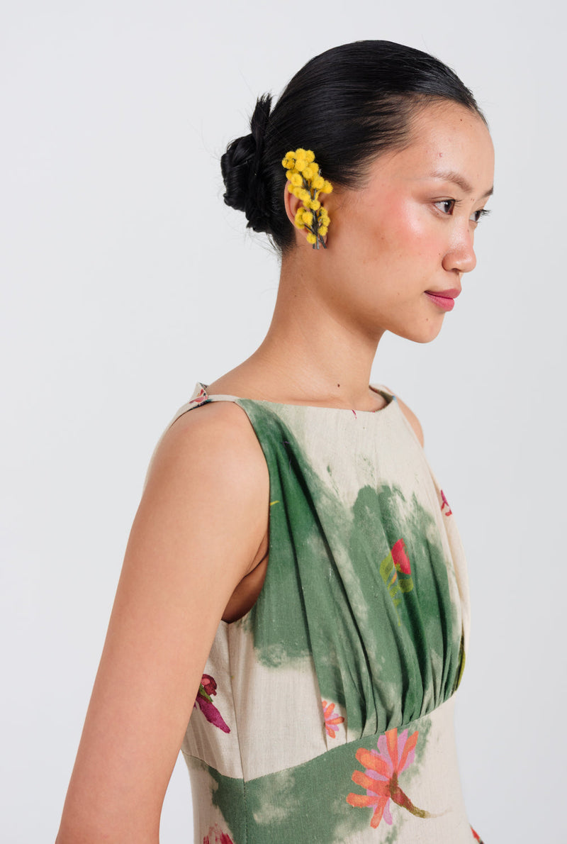 Sway Panel Dress cotton flex dress by JodiLife in offwhite, green for women in Singapore
