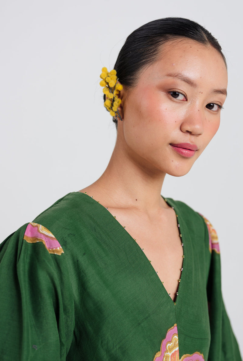 Flow Dress muslin silk dress by JodiLife in green for women in Singapore