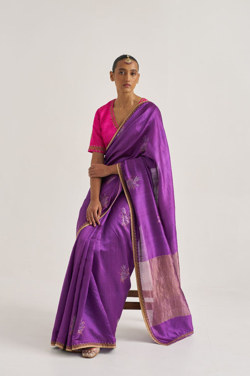 Kumud Sari silk by Suparna Som in purple color for women in Singapore