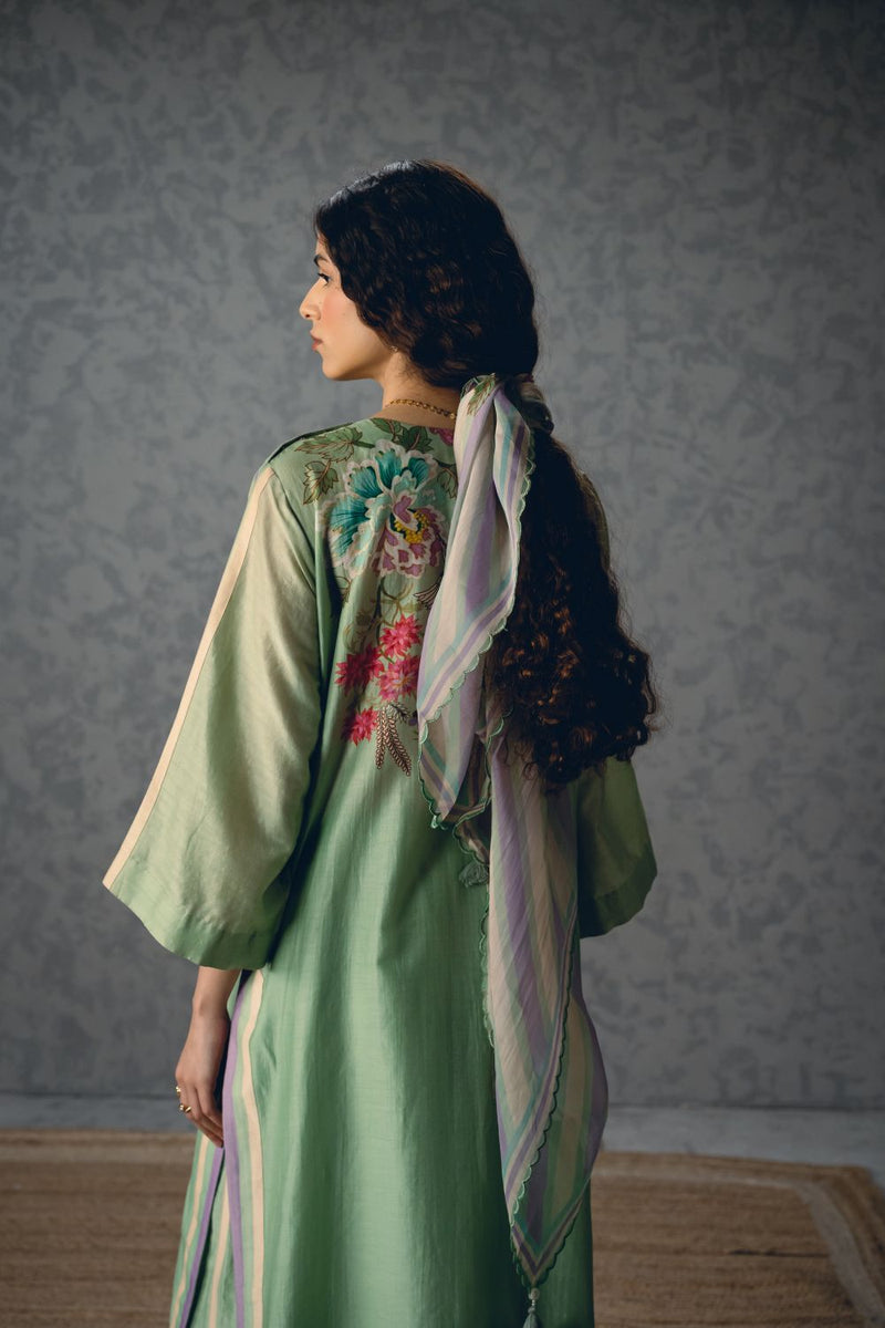 SHIRO KURTA SET- BLUE silk by Paulmi & Harsh in blue color for women in Singapore