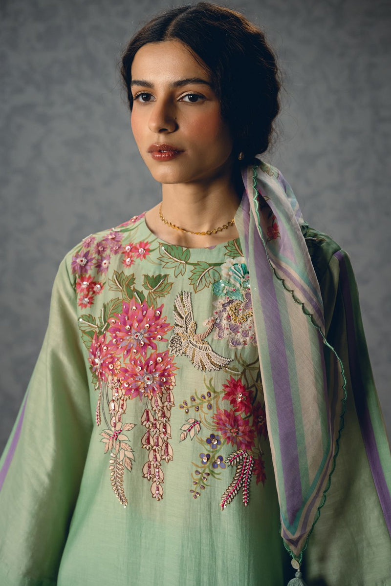 SHIRO KURTA SET- BLUE silk by Paulmi & Harsh in blue color for women in Singapore