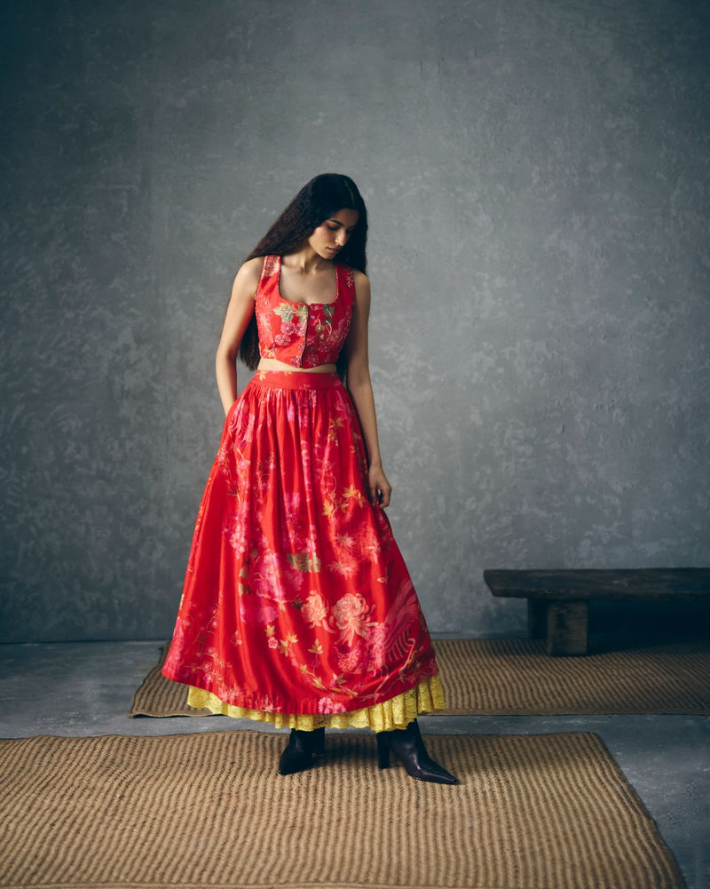 EMBER SET silk by Paulmi & Harsh in red color for women in Singapore