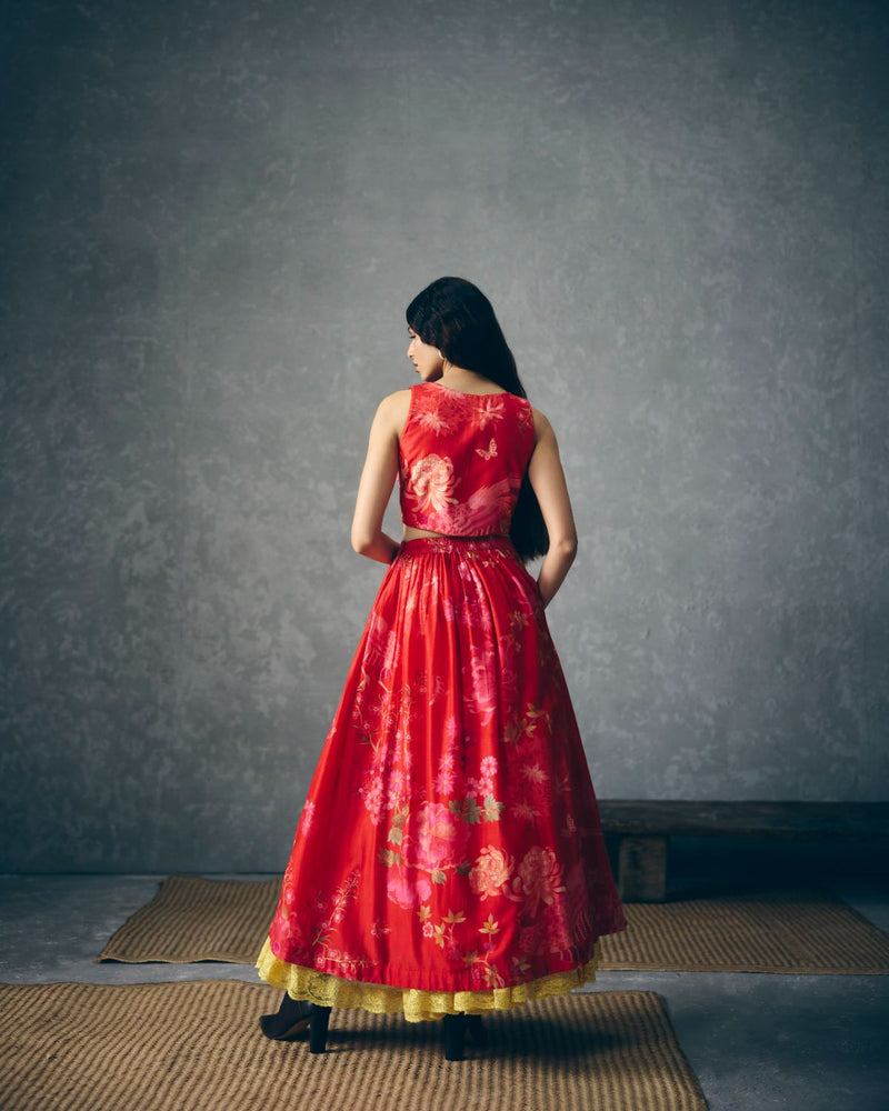 EMBER SET silk by Paulmi & Harsh in red color for women in Singapore