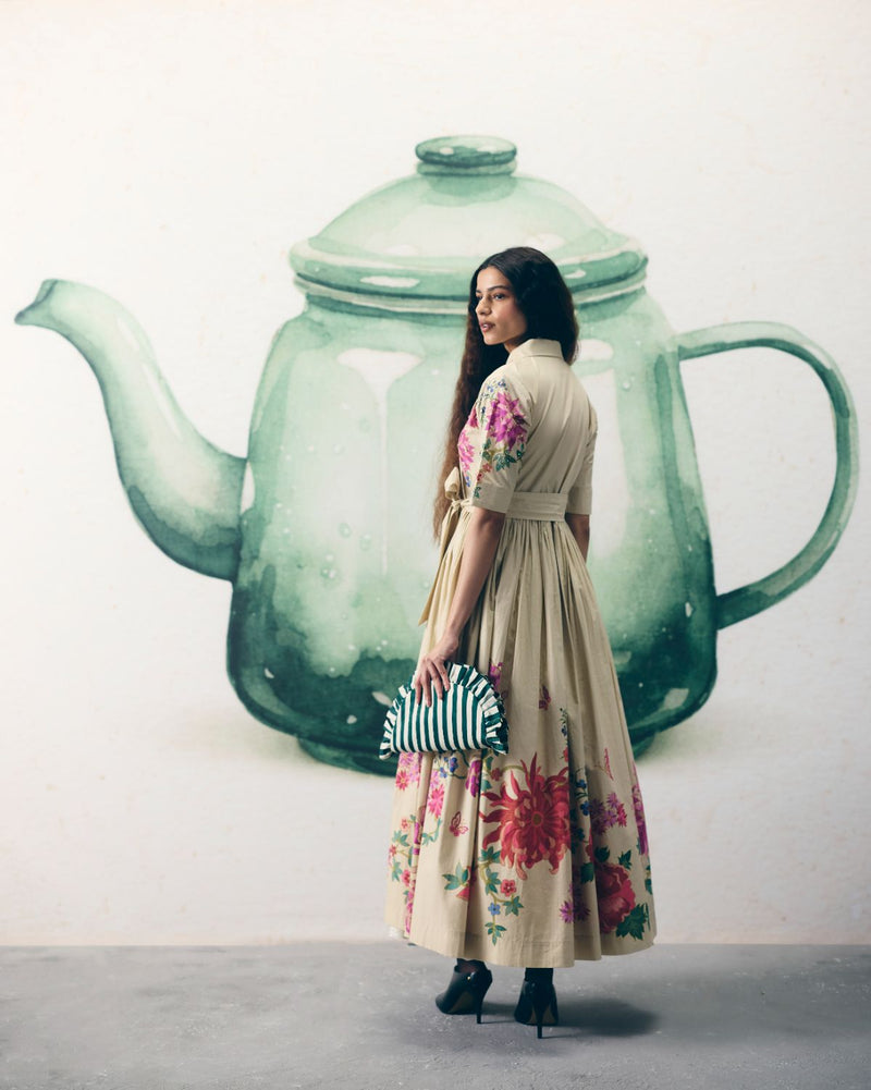 MOONFLOWER TIE DRESS poplin dress by Paulmi & Harsh in ivory for women Singapore