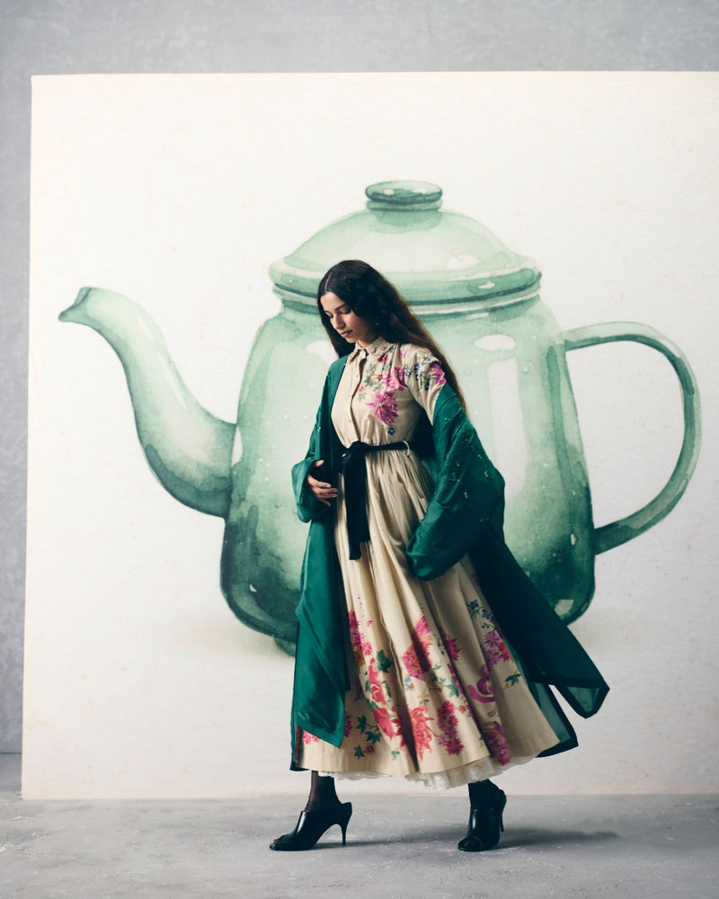 MOONFLOWER TIE DRESS poplin dress by Paulmi & Harsh in ivory for women Singapore