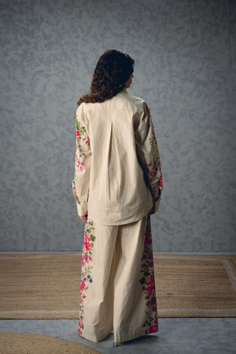 AIRI CO-ORD SET- IVORY poplin by Paulmi & Harsh in ivory color for women in Singapore