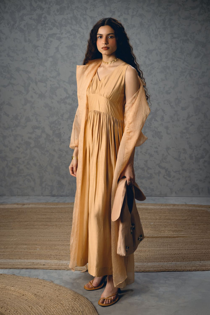 INAYA DRESS pure organza dress by Paulmi & Harsh in nude for women Singapore