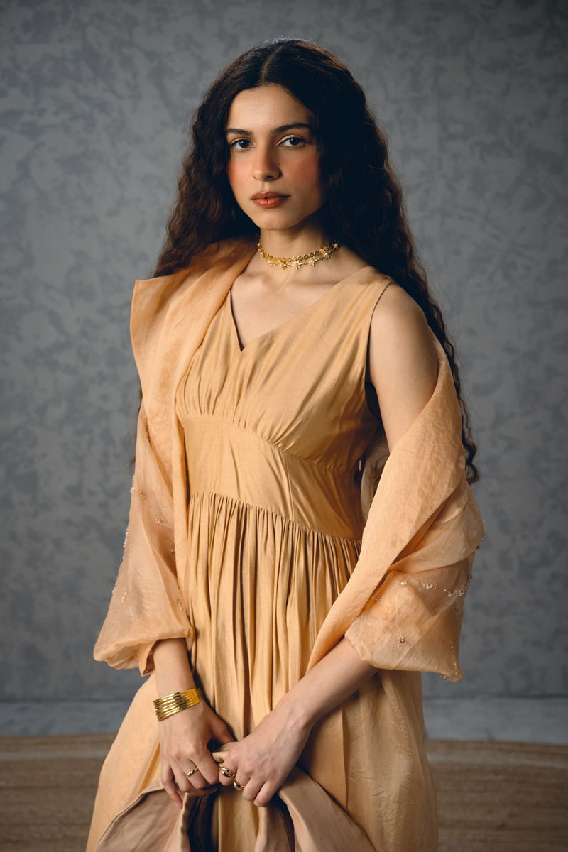 INAYA DRESS pure organza dress by Paulmi & Harsh in nude for women Singapore