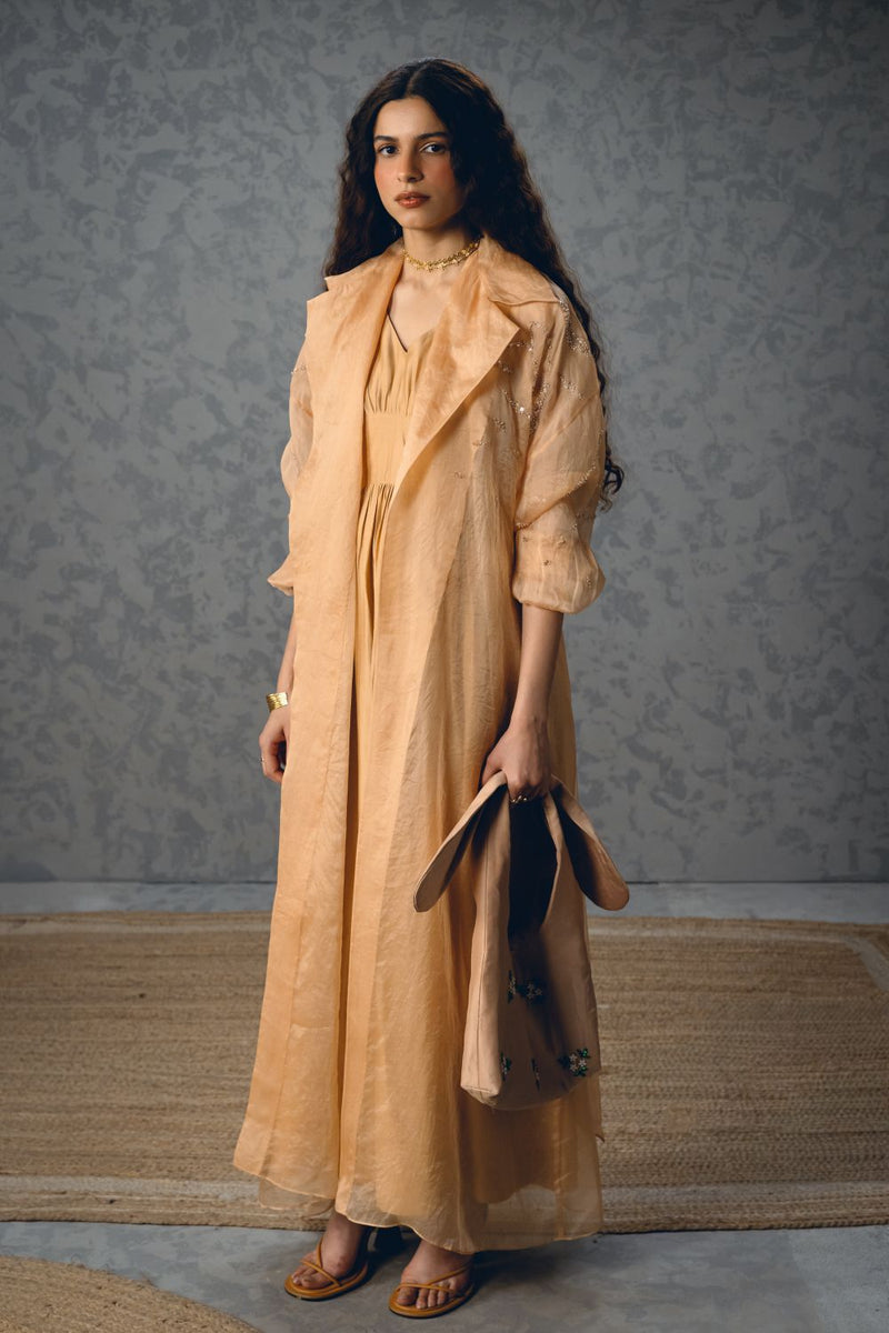 INAYA DRESS pure organza dress by Paulmi & Harsh in nude for women Singapore