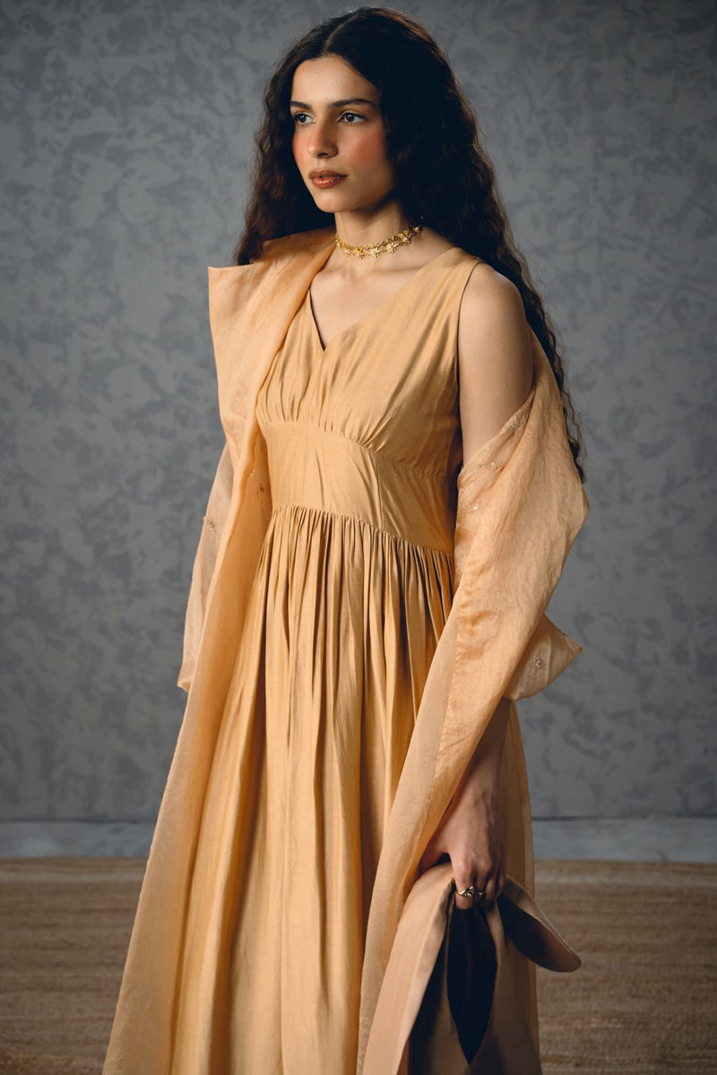 INAYA DRESS pure organza dress by Paulmi & Harsh in nude for women Singapore