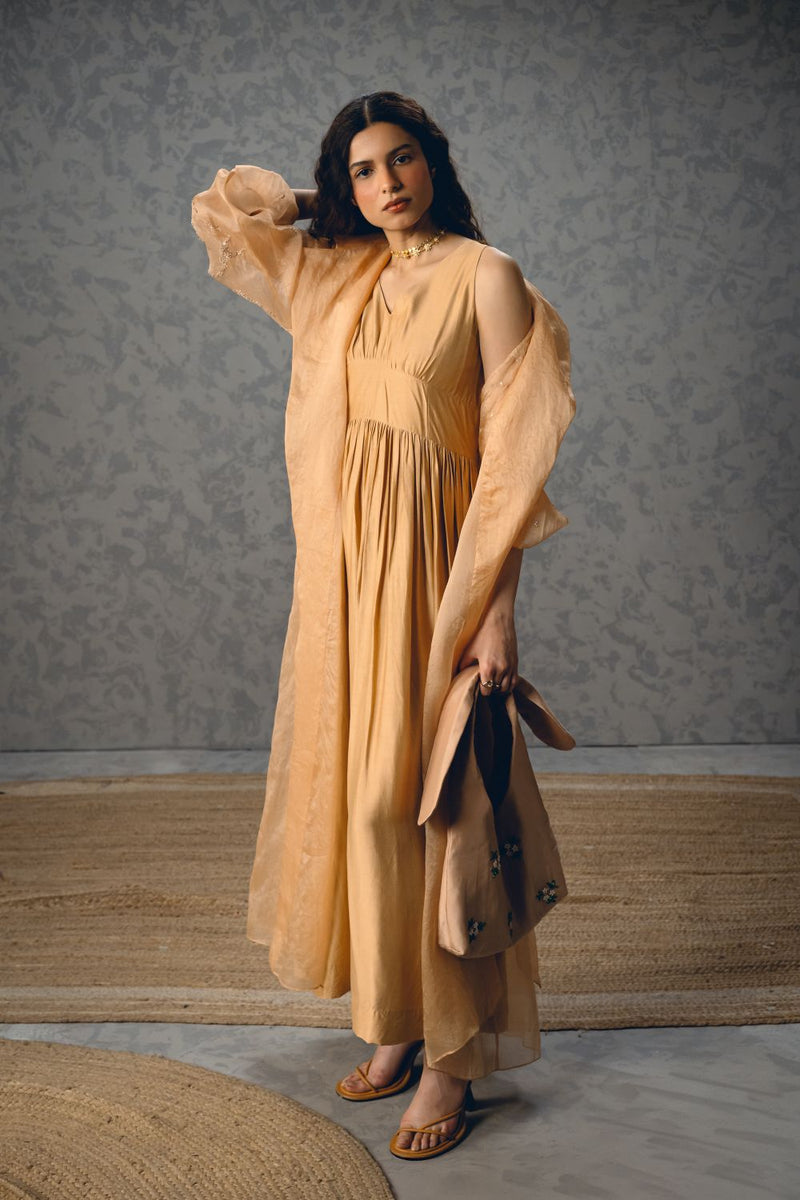 INAYA DRESS pure organza dress by Paulmi & Harsh in nude for women Singapore