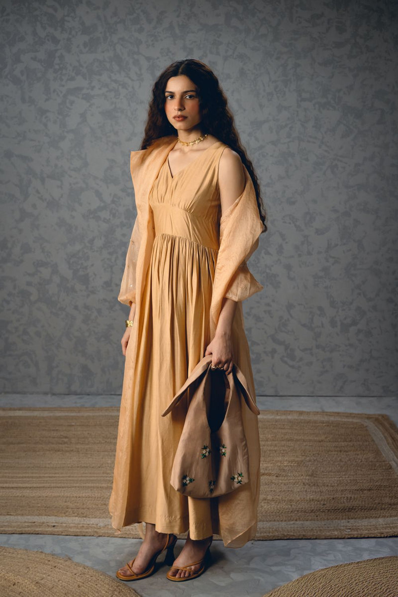 INAYA DRESS pure organza dress by Paulmi & Harsh in nude for women Singapore