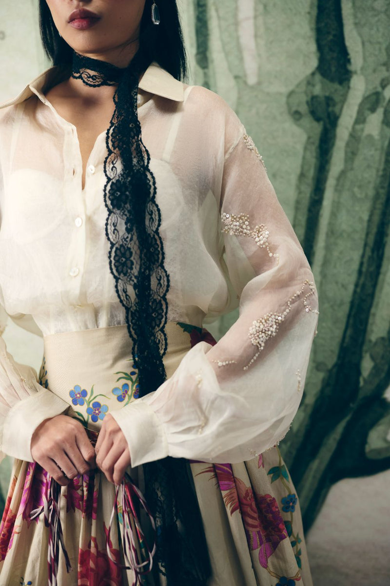 ALORA SKIRT SET poplin by Paulmi & Harsh in white color for women in Singapore