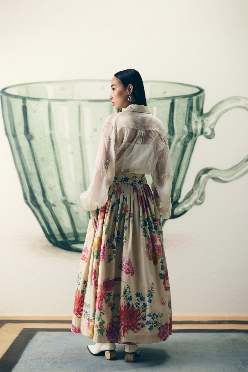 ALORA SKIRT SET poplin by Paulmi & Harsh in white color for women in Singapore