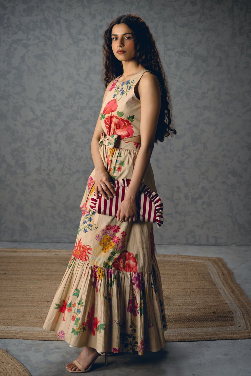 SELORA DRESS- IVORY poplin by Paulmi & Harsh in white color for women in Singapore