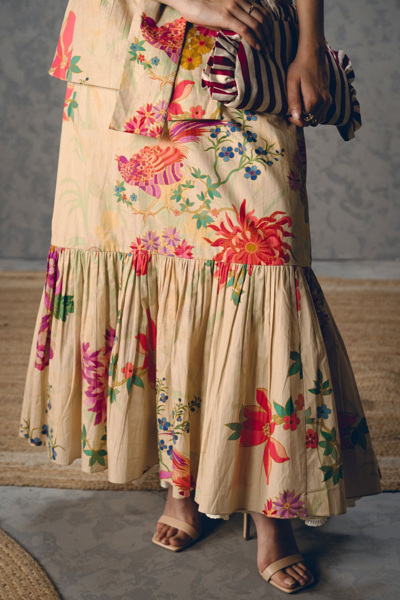 SELORA DRESS- IVORY poplin by Paulmi & Harsh in white color for women in Singapore